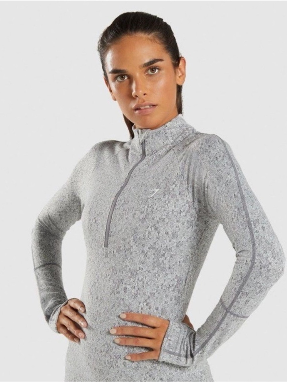 Fleur texture 1/2 zip pullover-charcoal marl